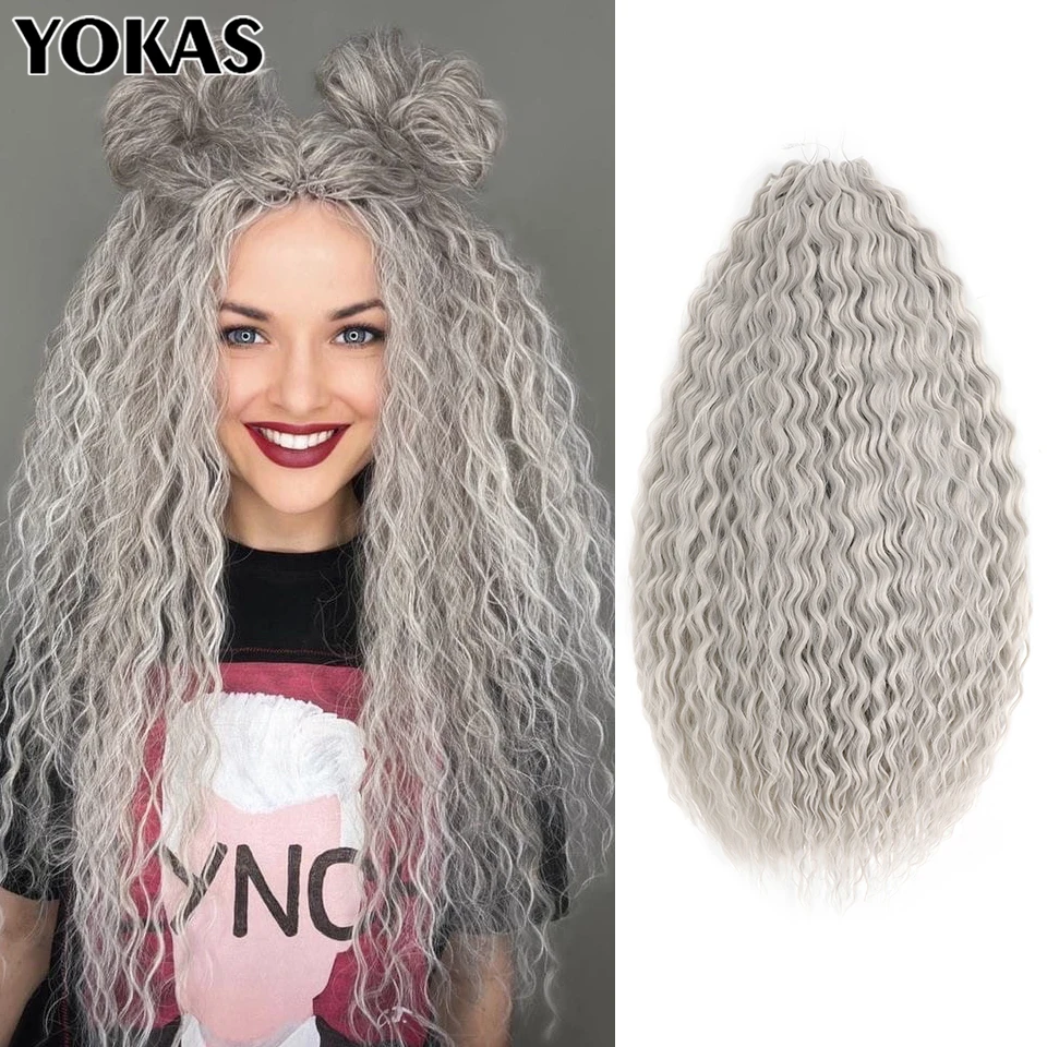 تجديل وصلات شعر كروشيه اصطناعي وصلات شعر ارتفاع درجة الحرارة الألياف ارييل حليقة وصلات شعر كروشيه للإناث