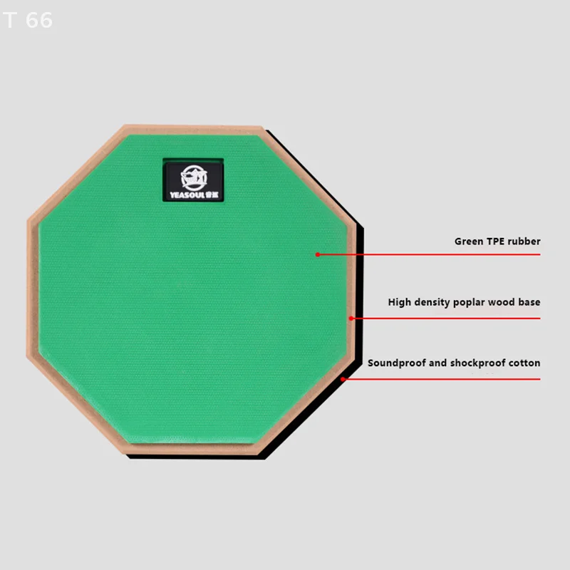 للمبتدئين مجموعة الطبول قابلة للتعديل 8 بوصة على الوجهين ثلاثية الطبقات لوحة ممارسة الطبل الصامتة - وسادة كتم الصوت المطاطية