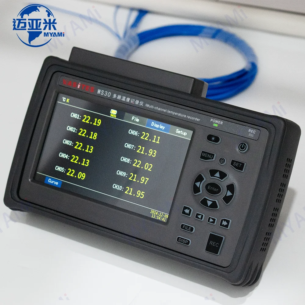 Myami Ws30 10-Kanal-Temperaturmessgerät, hochpräzise 3 Anzeigemodi, Temperaturdatenaufzeichnung, Logger-Instrumente