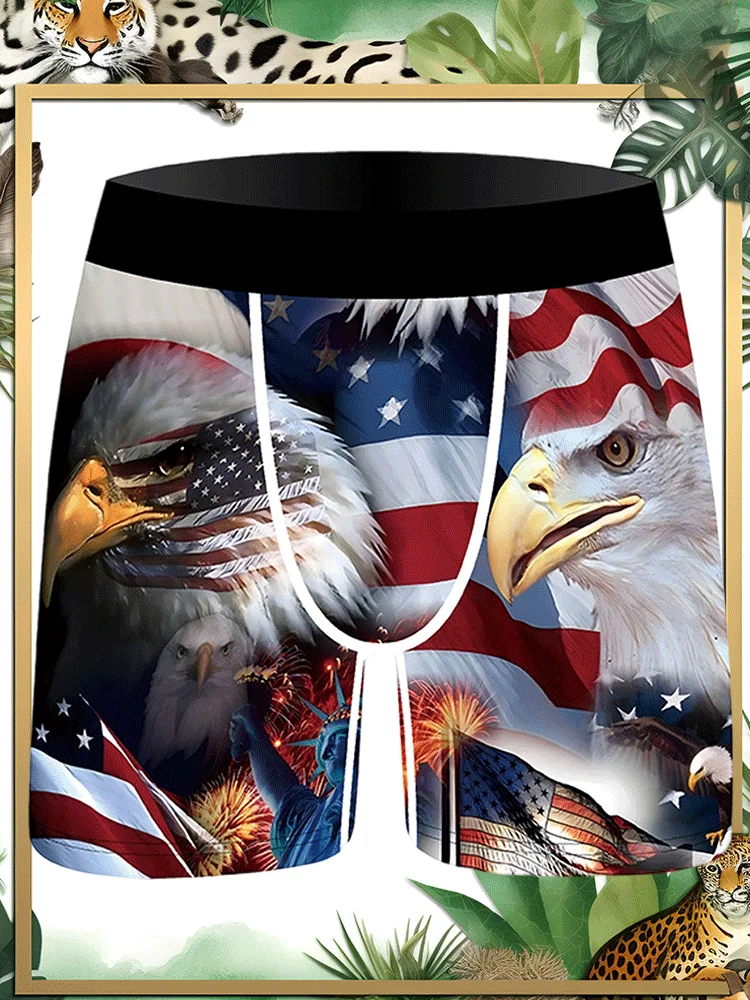 

New Style Men Underwear Symbolic Meaning Men Boxer Fashion Personalized Printing National Flag Eagle Breathable Men Underpant