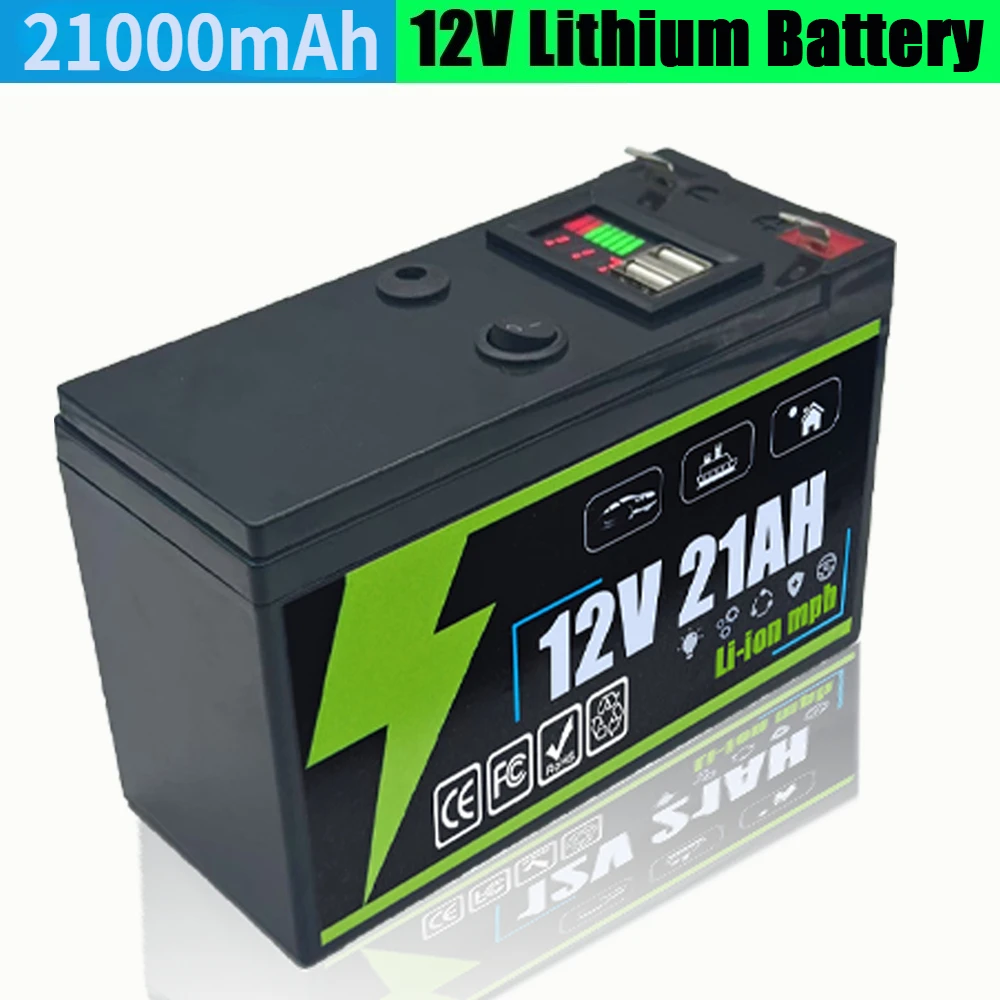 

12V 21Ah Lithium LiFePO4 Deep Cycle Battery , 4000+ Cycles Rechargeable Battery, Lithium Iron Phosphate for Solar/Wind Power