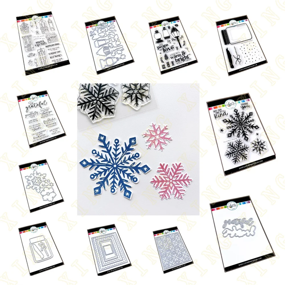 

Winter on Main Street Metal Cutting Dies Clear Stamps Scrapbook Diary Decoration Embossing Template DIY Greeting Card Handmade