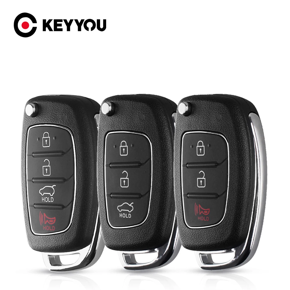 

KEYYOU 20pcs Flip Car Remote Key Shell For Hyundai HB20 Santa Fe IX35 IX45 I40 Accent 3/4 Buttons Folding Key Fob Case