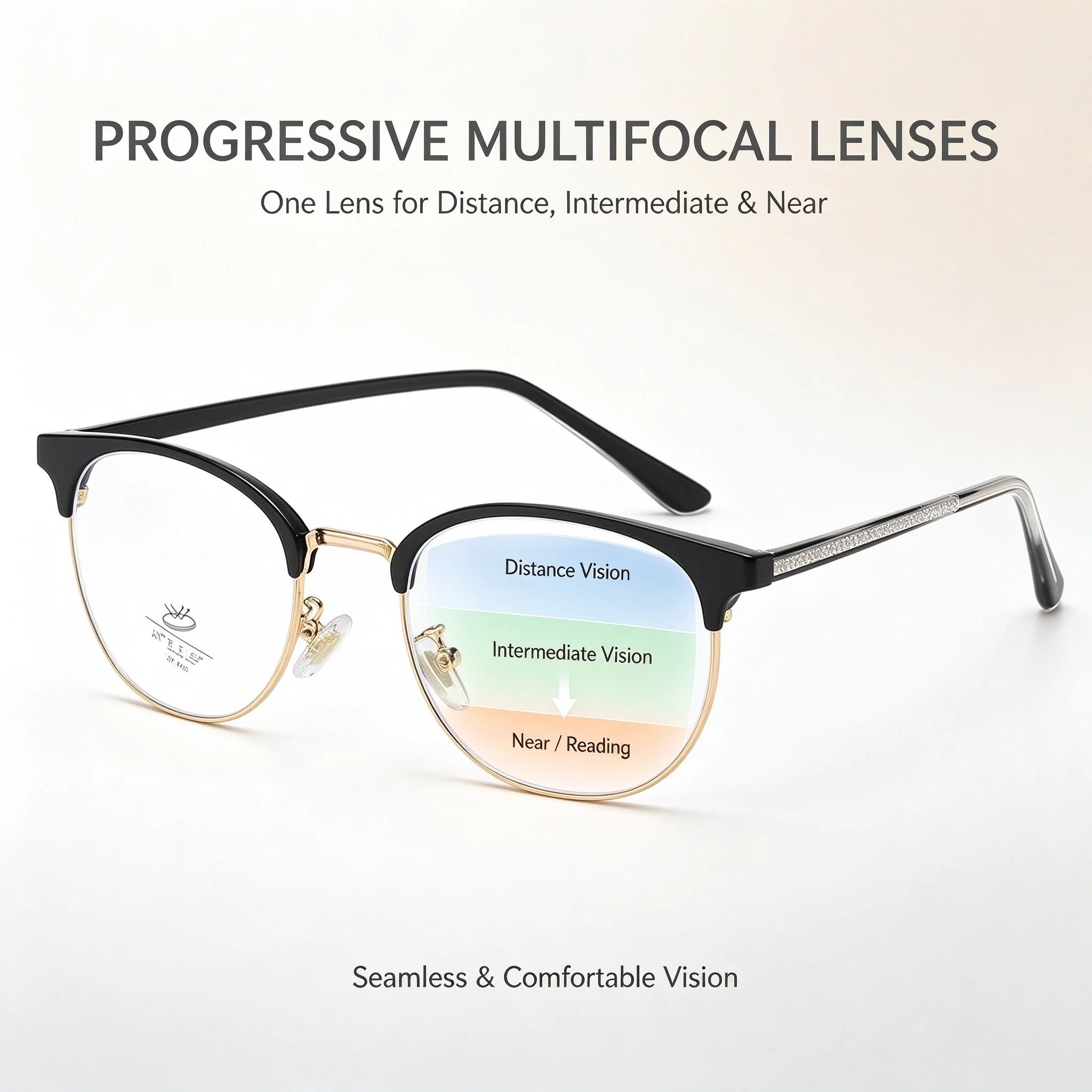 SHINU Women Progressive Multifocal Gradient Blue Light Blocking Glasses for Computer Reading Custom Prescription Eyewear