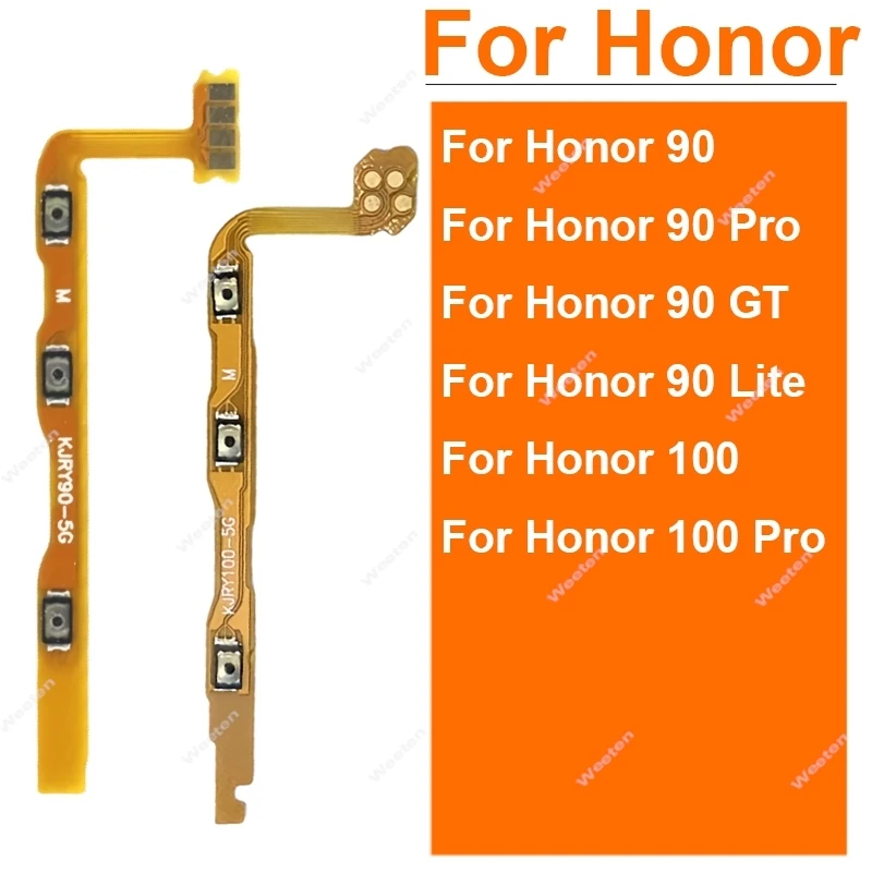 Power Audio Side Key Flex Ribbon For Huawei Honor 90 100 Pro Lite GT Power Volume Flex Cable Replacement Repair Parts