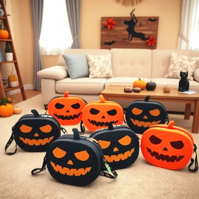 

Водонепроницаемая силиконовая косметичка с тыквой, милый косметический органайзер на Хэллоуин, забавная сумка для хранения для вечеринки, путешествий, подарочное украшение