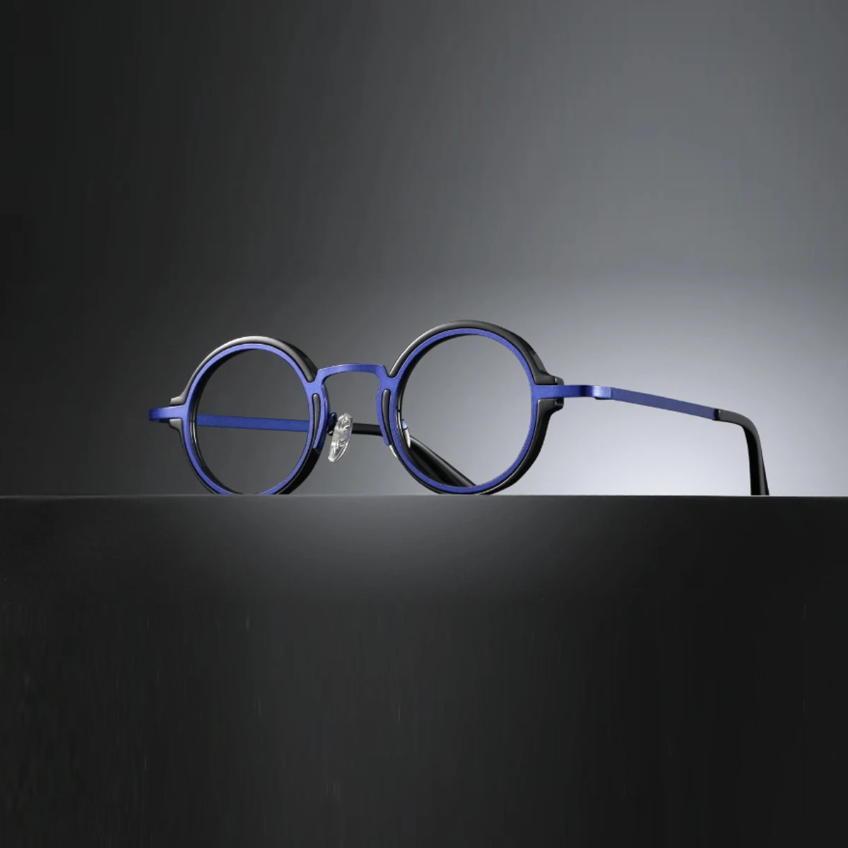 

Fashionable new style, full frame round glasses, unisex glasses, blue frame, metal+tr90 material, party and party decoration