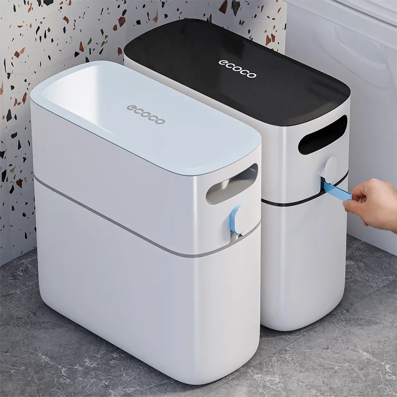 

ECOCO 12L Smart Bathroom Trash Can Automatic Bagging Trash Can Narrow Smart Waterproof Garbage Bin Smart Home Kitchen Accessary