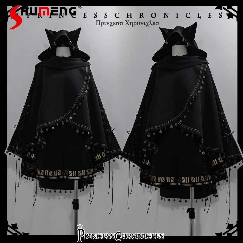 

Original Lolita Cosplay Black Hooded Cloak Autumn Winter New Women's Sweet Cool Gothic Punk Style Jacket Prince Capes Poncho