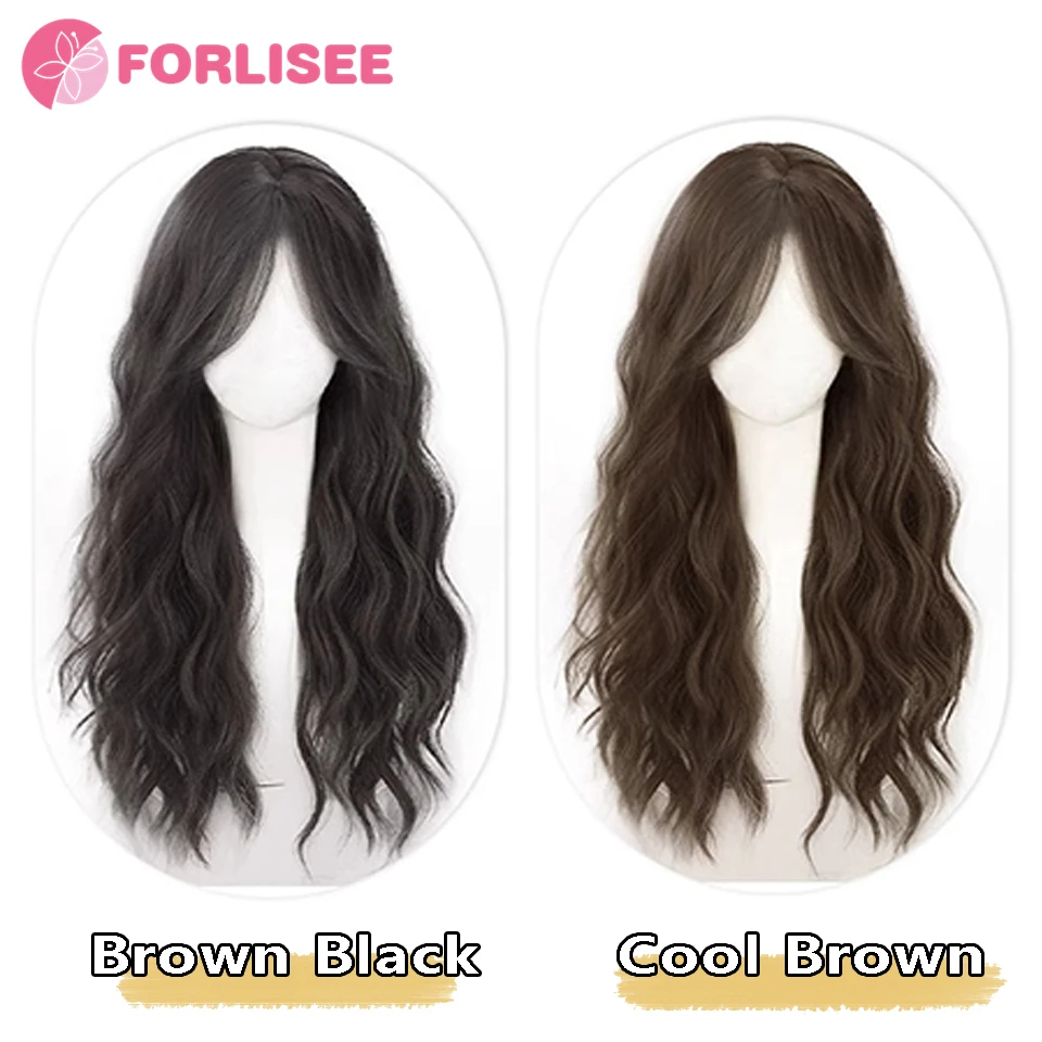 FORLISEE 25-inch Long Curly Synthetic Autumn And Winter Atmosphere Mid-water Wavy Curly Chemical Fiber Heat-resistant Wig