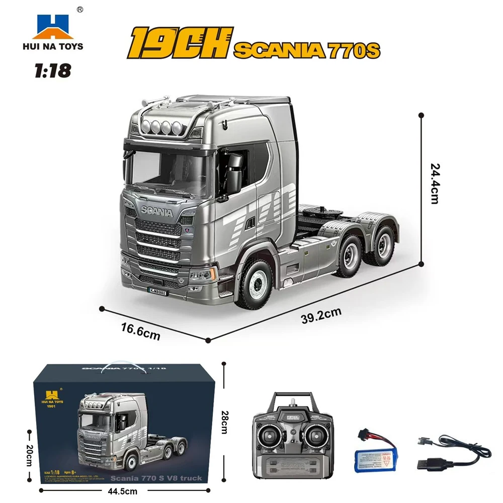 HUINA 1501 Car Head 770S V8 1/18 RC Alloy Tractor Truck 19CH