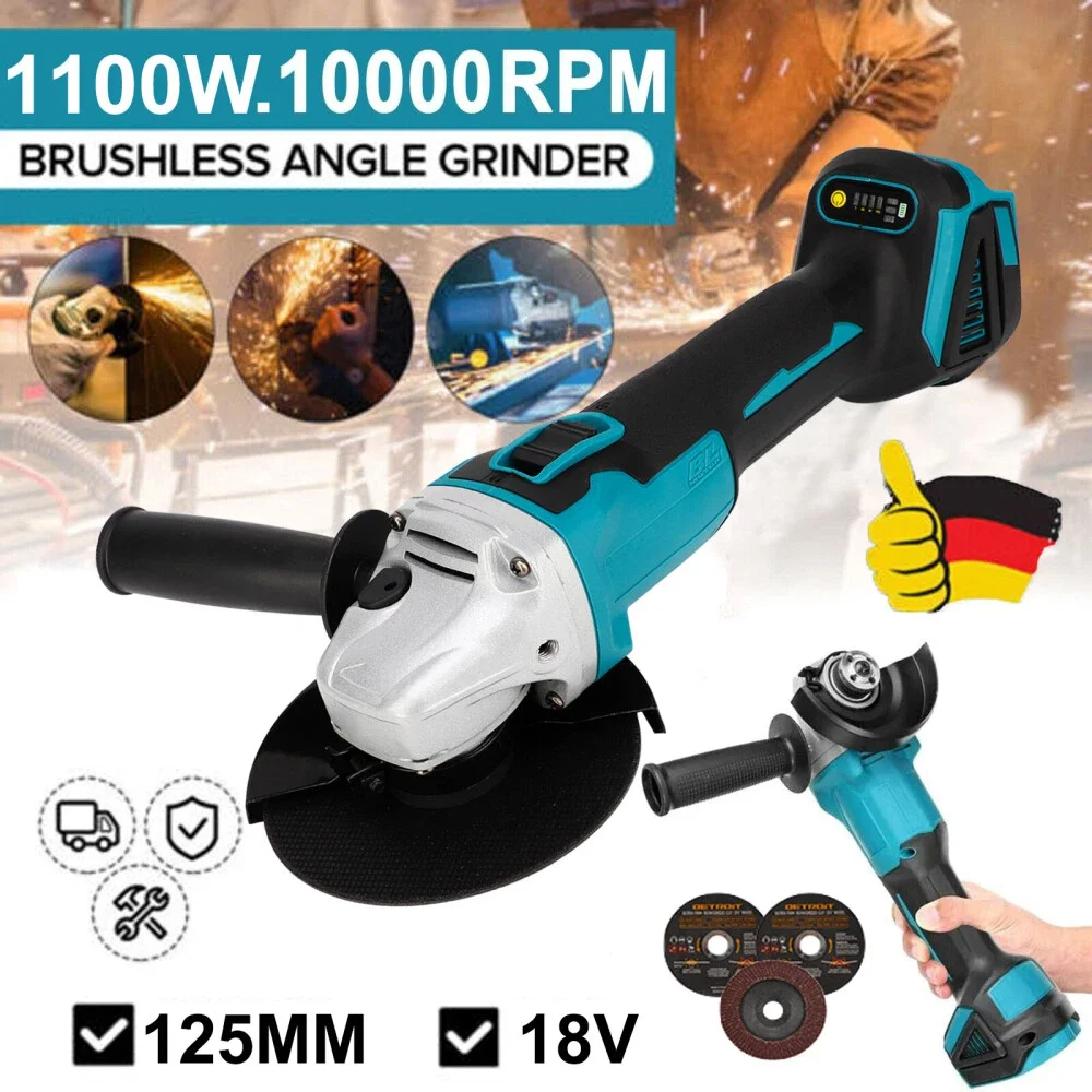 

Бесщеточная аккумуляторная угловая шлифмашина 125 мм, отрезная машина, электроинструмент для деревообработки, для аккумулятора Makita 18В