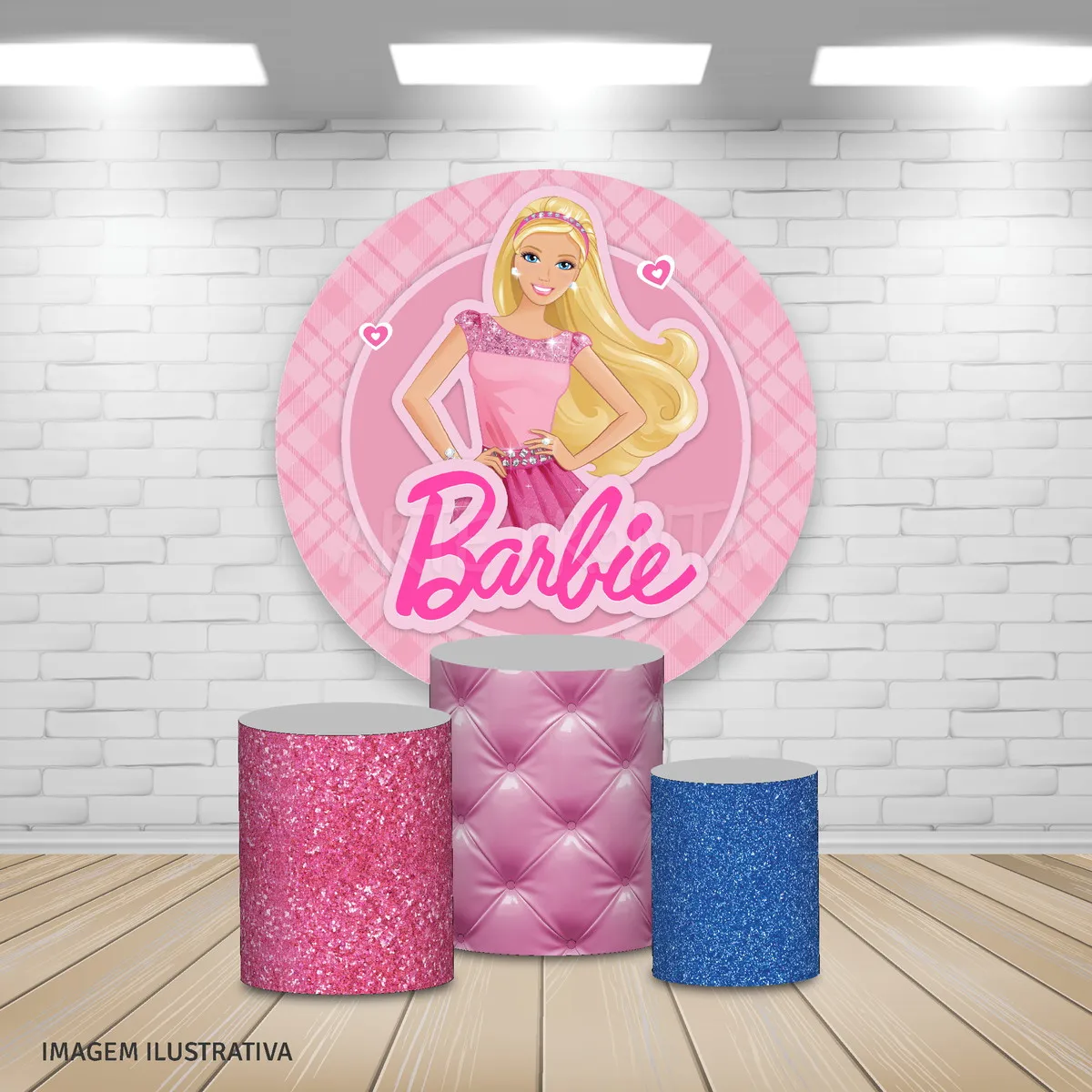 

Round Barbie Princess Backdrop Custom Elastic Cloth Kid Girl Birthday Party Photography Background Banner Baby Shower Decor Prop