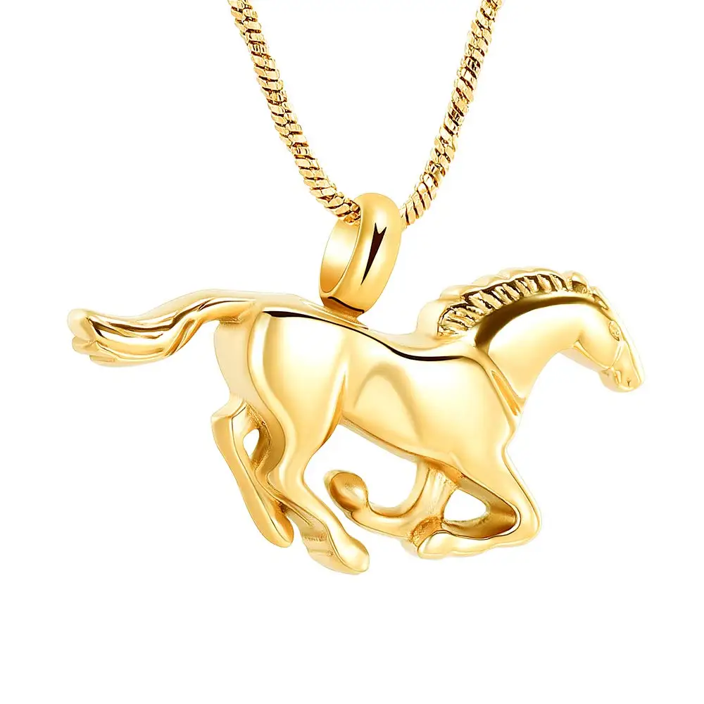 Urn Necklace for Ashes Running Horse Shape Cremation Jewelry Stainless Steel Keepsake Memorial Ash Pendant Jewelry for Women Men