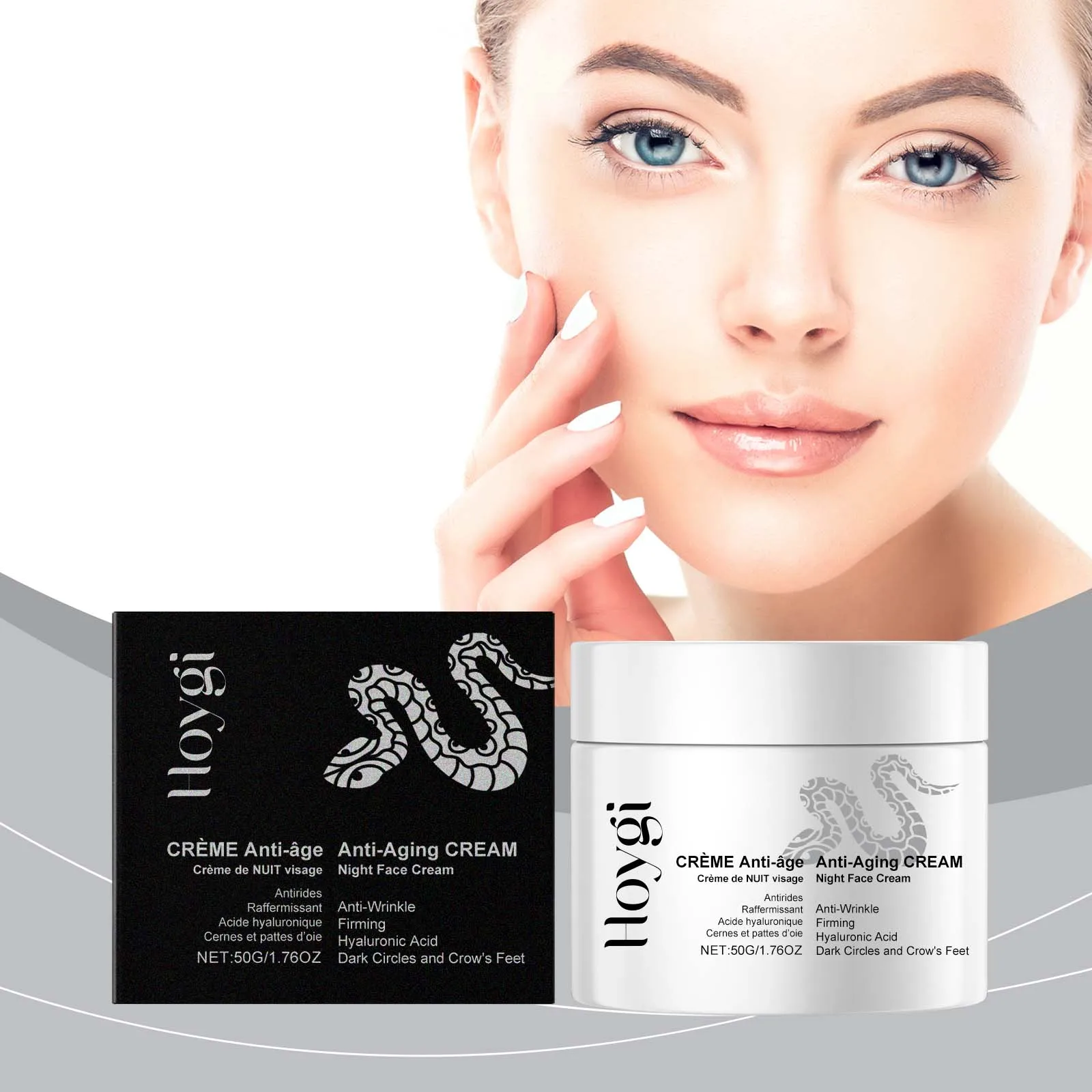 "Noktowizor przeciwstarzeniowy z kwasem hialuronowym - ujędrniający i zmniejszający zmarszczki krem ​​do twarzy na cienie pod oczami i zmarszczki - Intense Hy