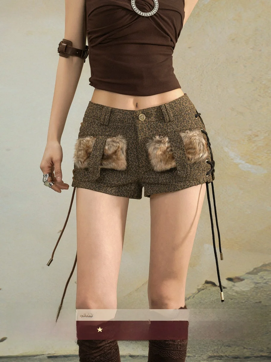 

Niclly Original Furry Splice Y2K Джинсовые орты для женщин Сексуальная Abi Culture Высокая талия Тонкие прямые трубки Ort Street Sle