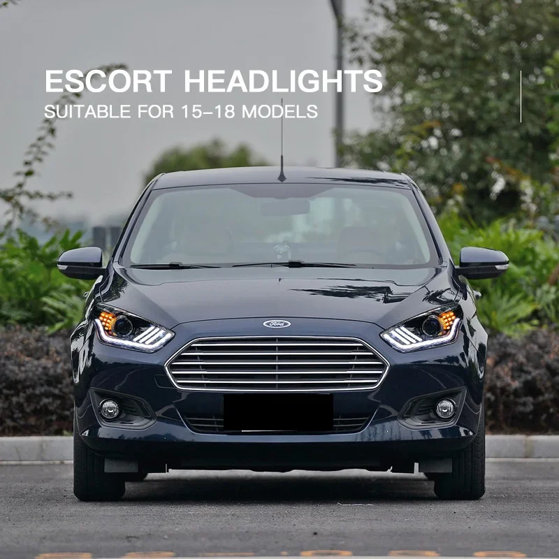 

Car LED Headlight Light Assemblies For Ford ESCORT 2015-2018 Auto Fog DRL Brake Turn Signal Lamp Plug and Play