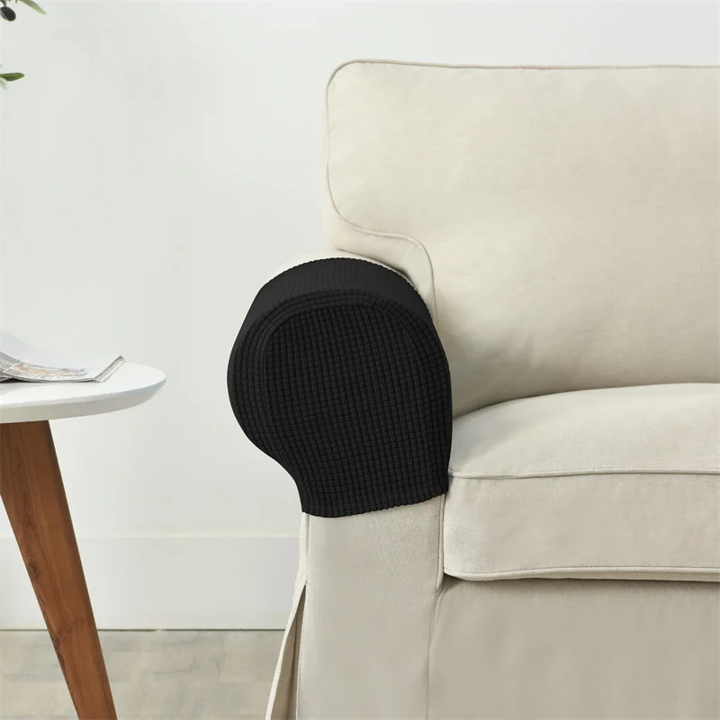 2-teiliges Set Stretch-Sofa-Armlehnenbezug Polar Fleece Schmutzabweisender Couch-Sessel Möbelschutz-Bezüge Einfarbig Wohnungsdekoration – Detail 4