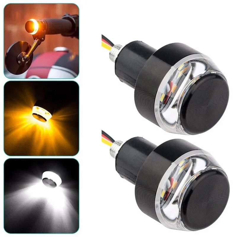 20/10 Pcs 12V LED Motorcycle Handlebar End Turn Signal Light Universal Indicator Flasher Handle Bar Blinker Side Marker Lamp