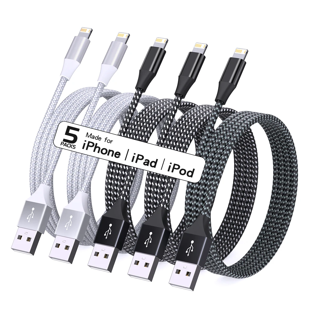 5Packs USB To Lighting Cable For iPhone14 13 12 11 Pro Max X XS XR 12W Fast Charging Cable Data Wire Cord USB C Cable For iPhone