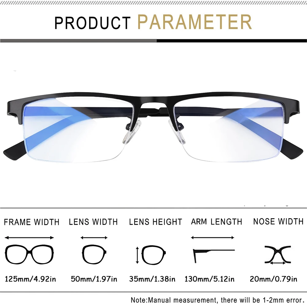 Reading Glasses for Men Women Alloy Eyeglass Frame Spring Hinge Glass Anti Glare Filter Lightweight Eyeglasses Quality Readers image 2