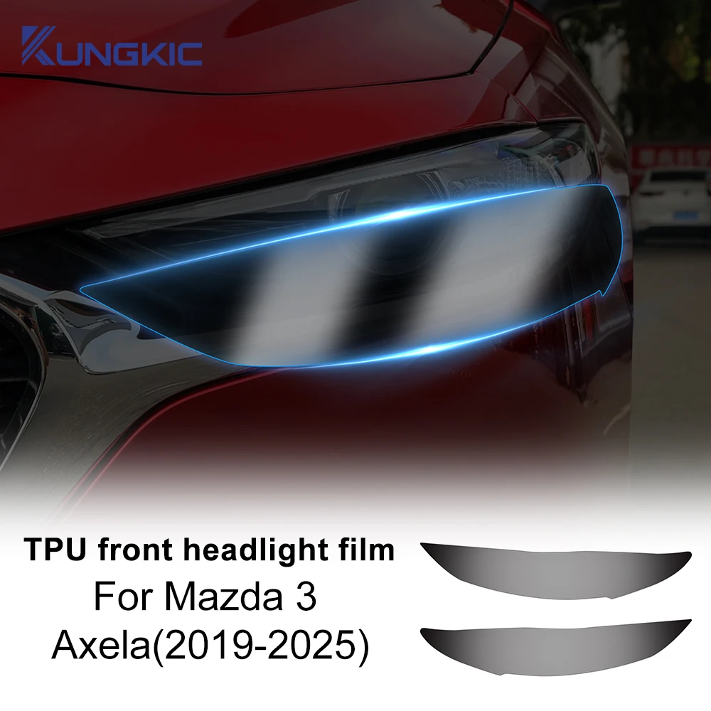 

For Mazda 3 Axela 2019 2020 2021 2022 2023 2024 2025 TPU Car Headlight Protective Film Anti-Scratch Transparent Smoked Black