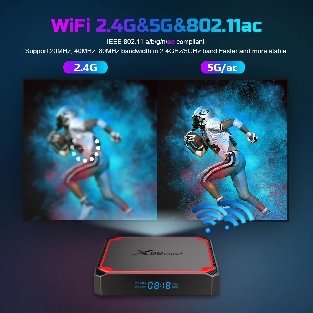 X96mini Plus Smart Android TV BOX Amlogic S905W4 Android 9.0 2.4G/5G Dual WiFi 4K HD LAN 100M Set Top Box Media Player X96 Mini+