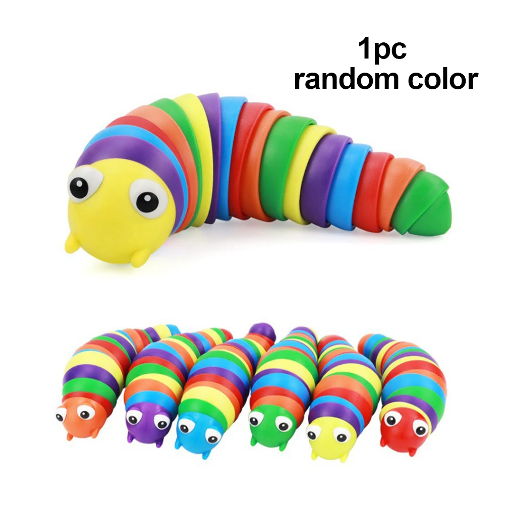 

Flexible Fingertip Sensory Novelty Cute Rainbow Slug Emulation Worm Toy Children Antistress Squirming Slug Gift Decompression