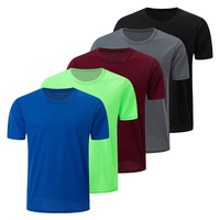 1/5 Pieces Men's Summer Solid Color Waffle Casual Short Sleeve Combination Youth Fitness Running Loose Breathable T-shirt Joker