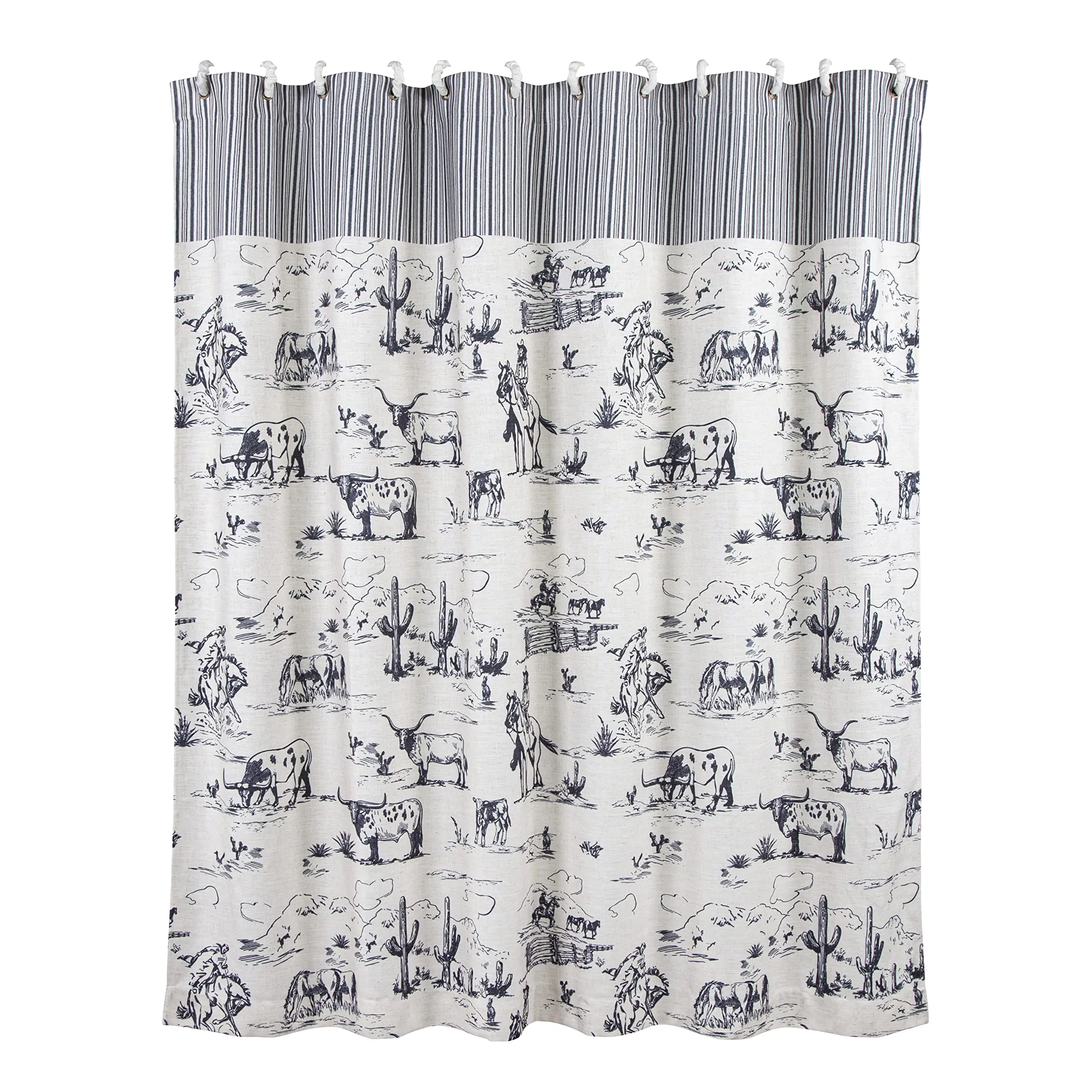 Ranch Life Black and White Shower Curtain, 72 x 72 inch