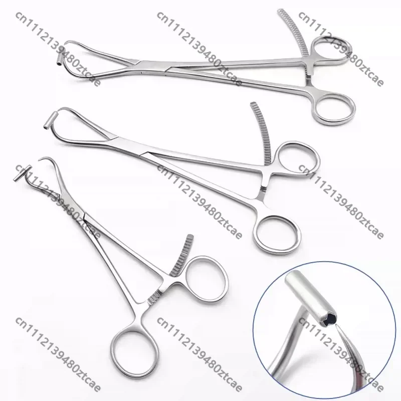 Orthopedic pointed reduction forceps with guide hole, serriless head design, stainless steel autoclavable surgical instrument
