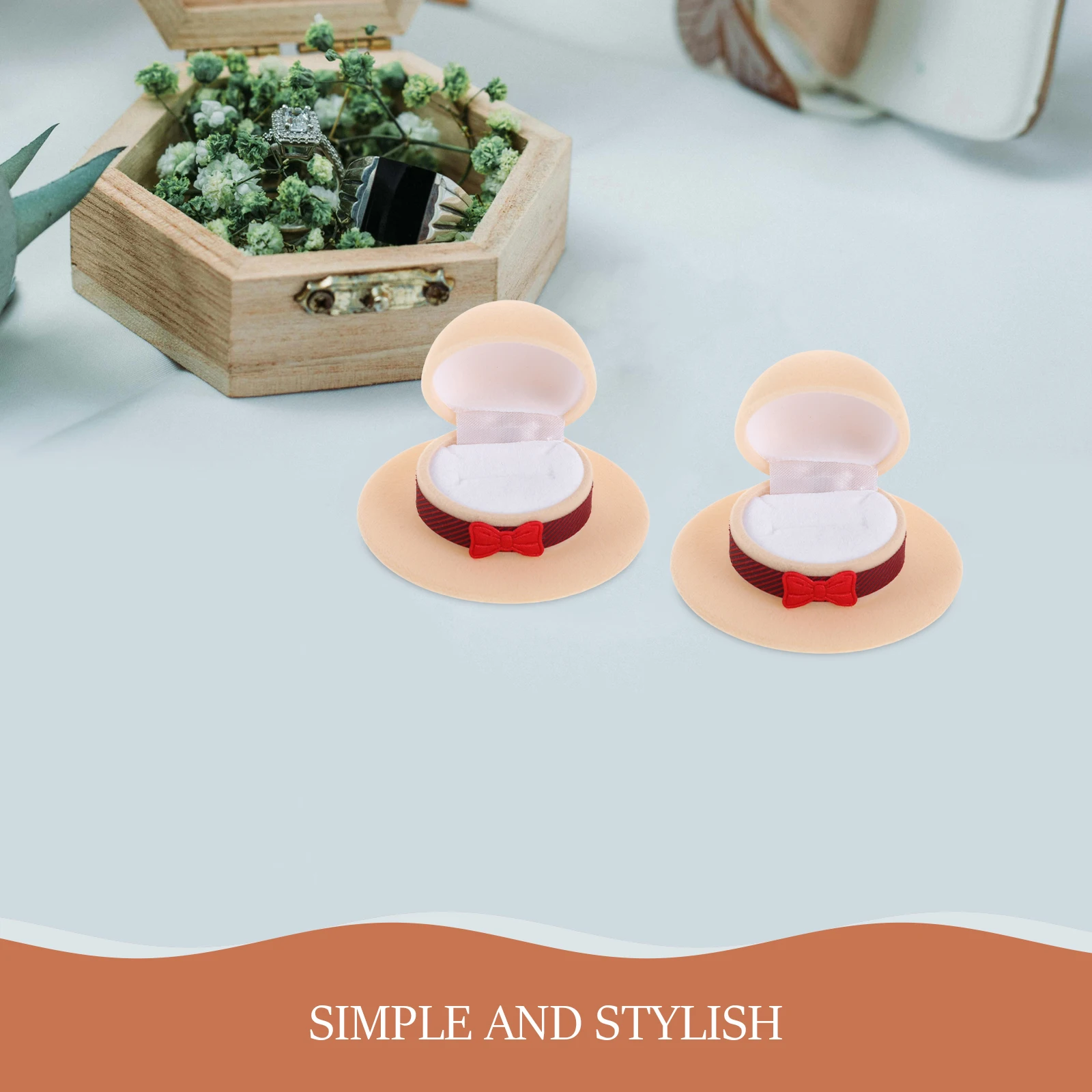 

2Pcs Hat Ring Box Velvet Storage Case Travel Jewelry ganizer Women Hat Boxes Containers Flocking Earrings Accessories Retro