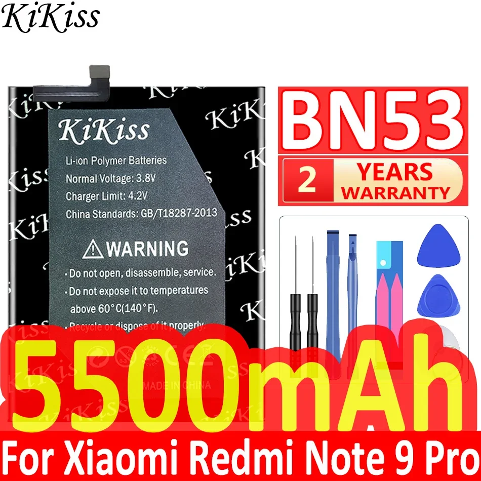 KiKiss Replacement Battery BN53 for Xiaomi Redmi Note 9 Pro 5G + Tools