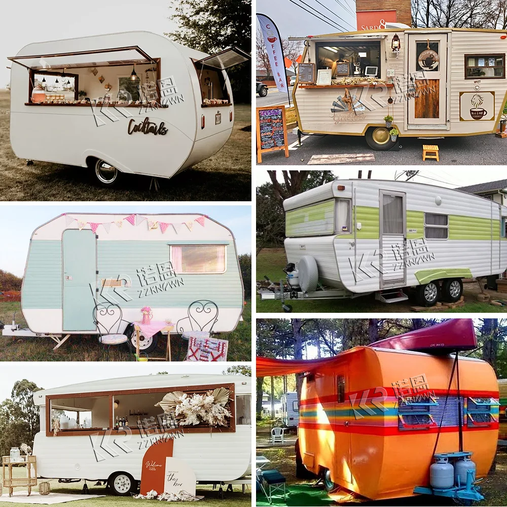 2024 شاحنات الآيس كريم عربة الطعام مقطورة طعام متنقلة مع معدات مقطورة طعام متنقلة للشارع