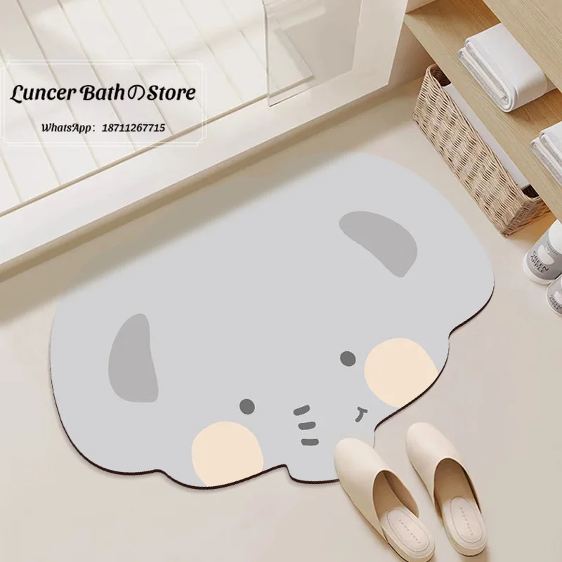 Cartoon bathroom floor mat, toilet door mat, water-absorbing non-slip foot mat at the entrance, toilet household