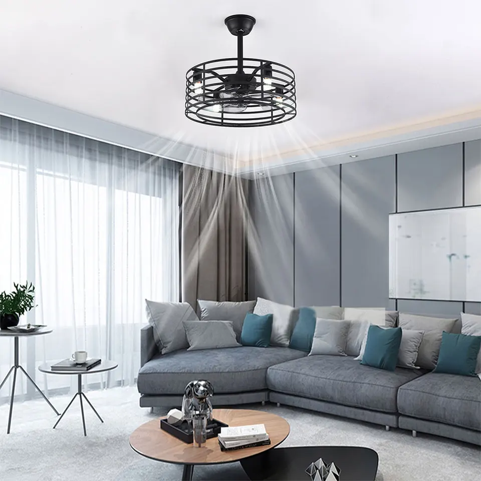 20 Inch Black Fan Pendant Light with Remote Control
