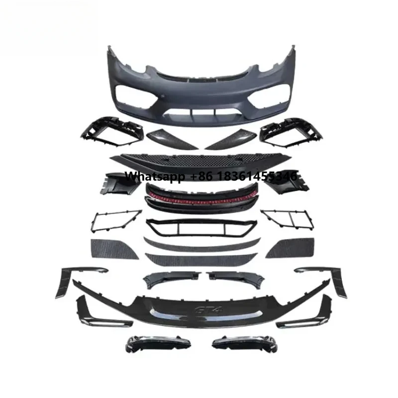 For Porsc 718 981 Cayman Boxster Upgr GT4 Style Front Bumper Assemb Car Tuning Parts Dry Carbon Bodykit