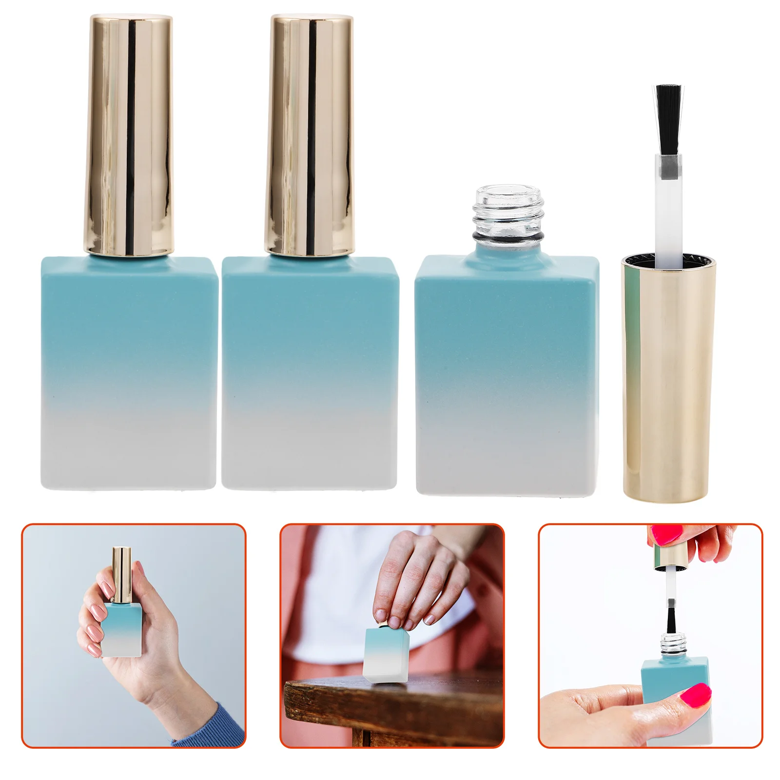 

8 шт. пустые бутылки для лака для ногтей, стеклянный градиентный дизайн, встроенная кисть, многоразовые контейнеры для флаконов для маникюра и ногтей
