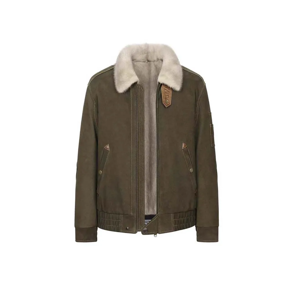 

piyitong new sheep leather jacket male Mink fur coat inner liner lapel goatskin jacket leahter with fur coat winter men