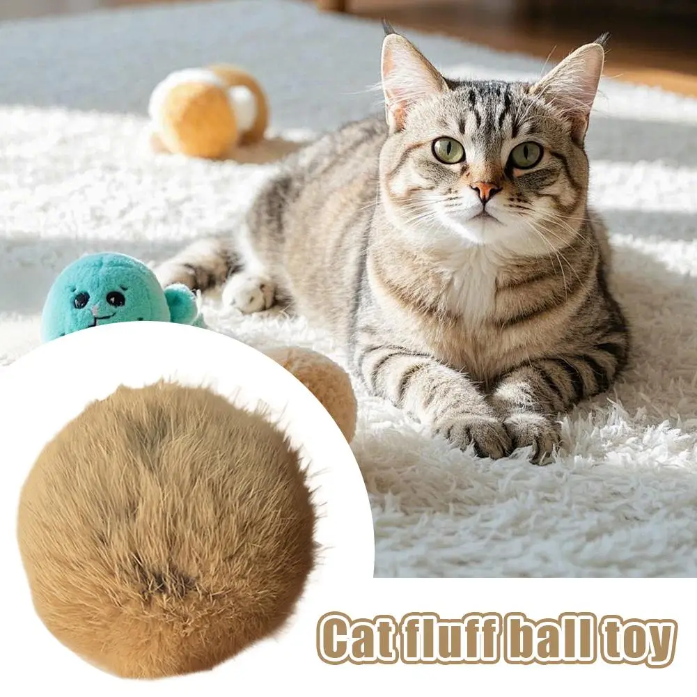 6 piezas de juguetes para gatos con pelota de piel de conejo, resistentes a mordeduras, para juego autónomo, juguetes de enriquecimiento para mascotas, pelota duradera de piel de conejo natural para mascotas