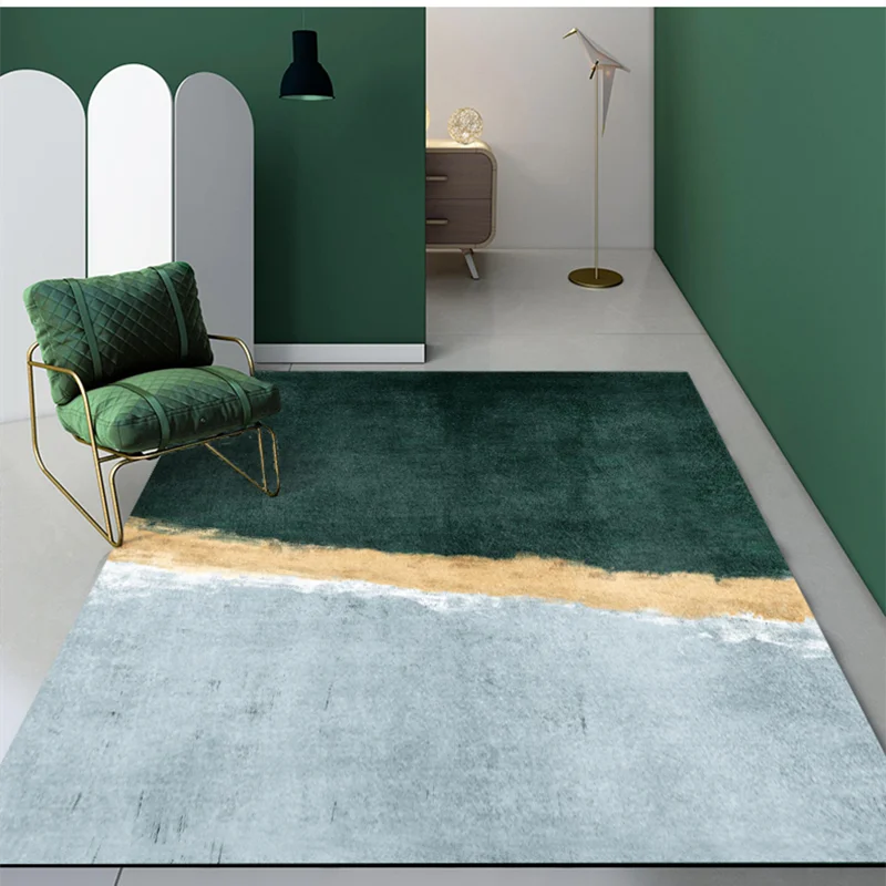 Modern Light Luxury Green Living Room Carpet Nordic Non-slip Kitchen Bathroom Rug Bedroom Coffee Table Carpets Entry Porch Mat