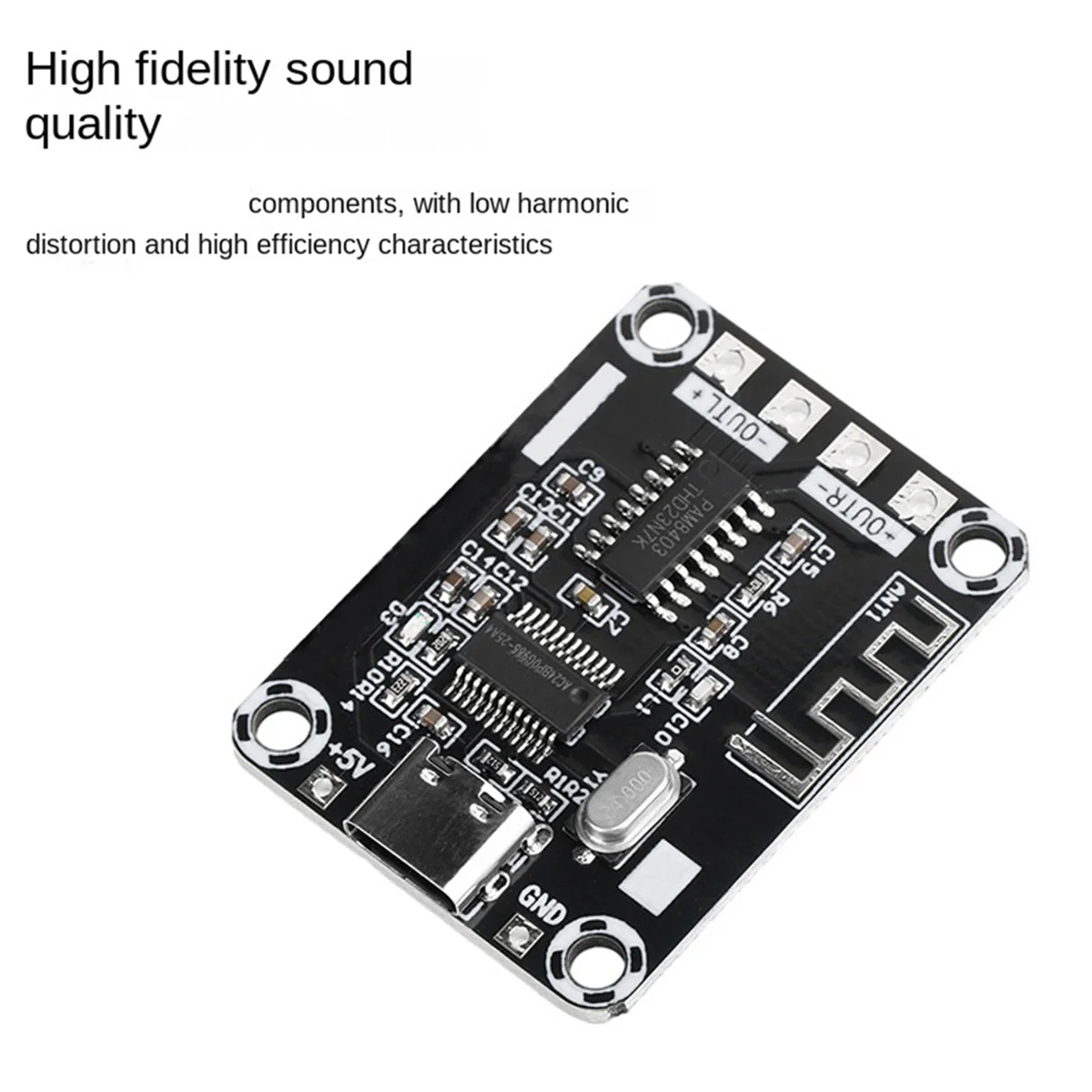 POP-lPAM8403 Плата цифрового усилителя Bluetooth DC5V Мини-корпус TYPE-C с питанием 5 Вт USB-усилитель Плата