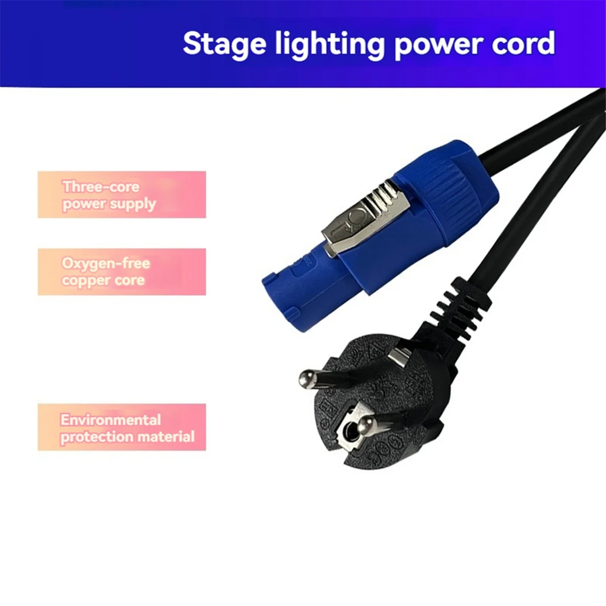 NEW!! Power Supply Cord Powercon Plug Stage Light 3core 1.2M Power Connect Cable DMX512 Light LED Light Event Show EU PLUG