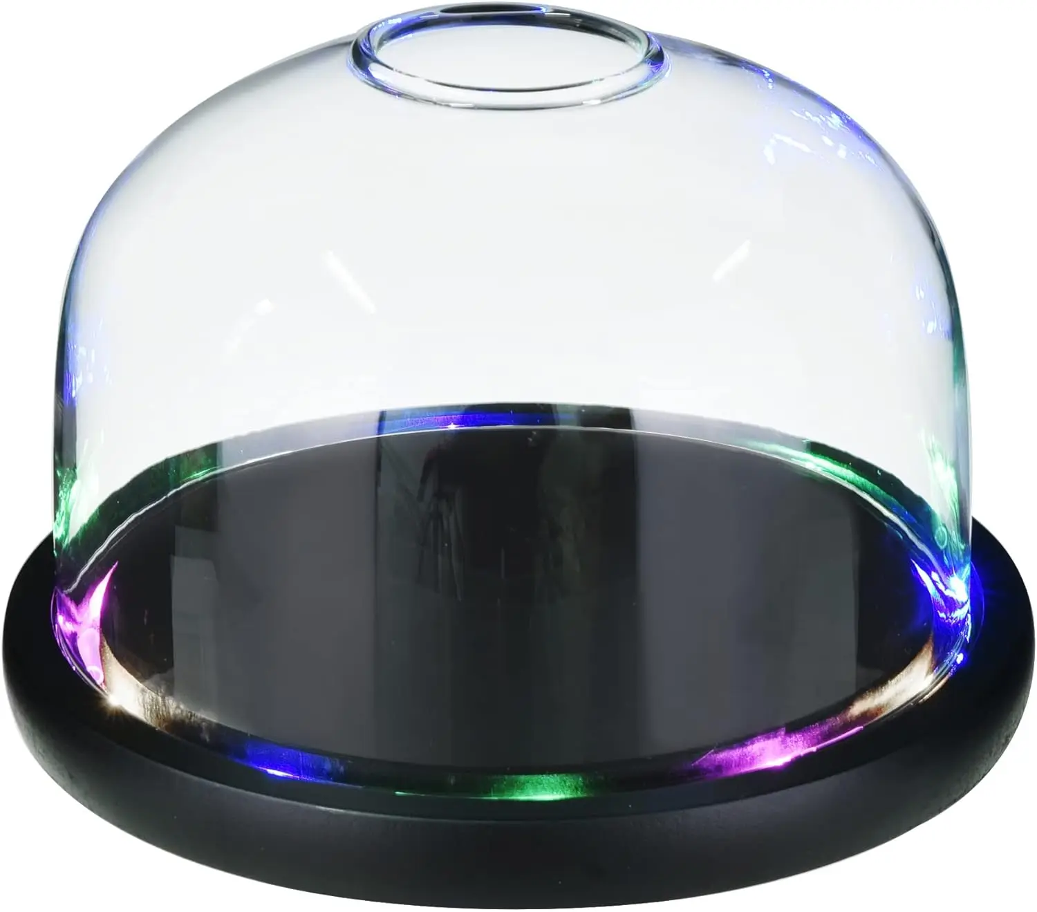 Cocktail Smoker Glass Cover, with Colorful LED Wooden Base , for Smoking Gun, food smoker ( Batteries Not Included)