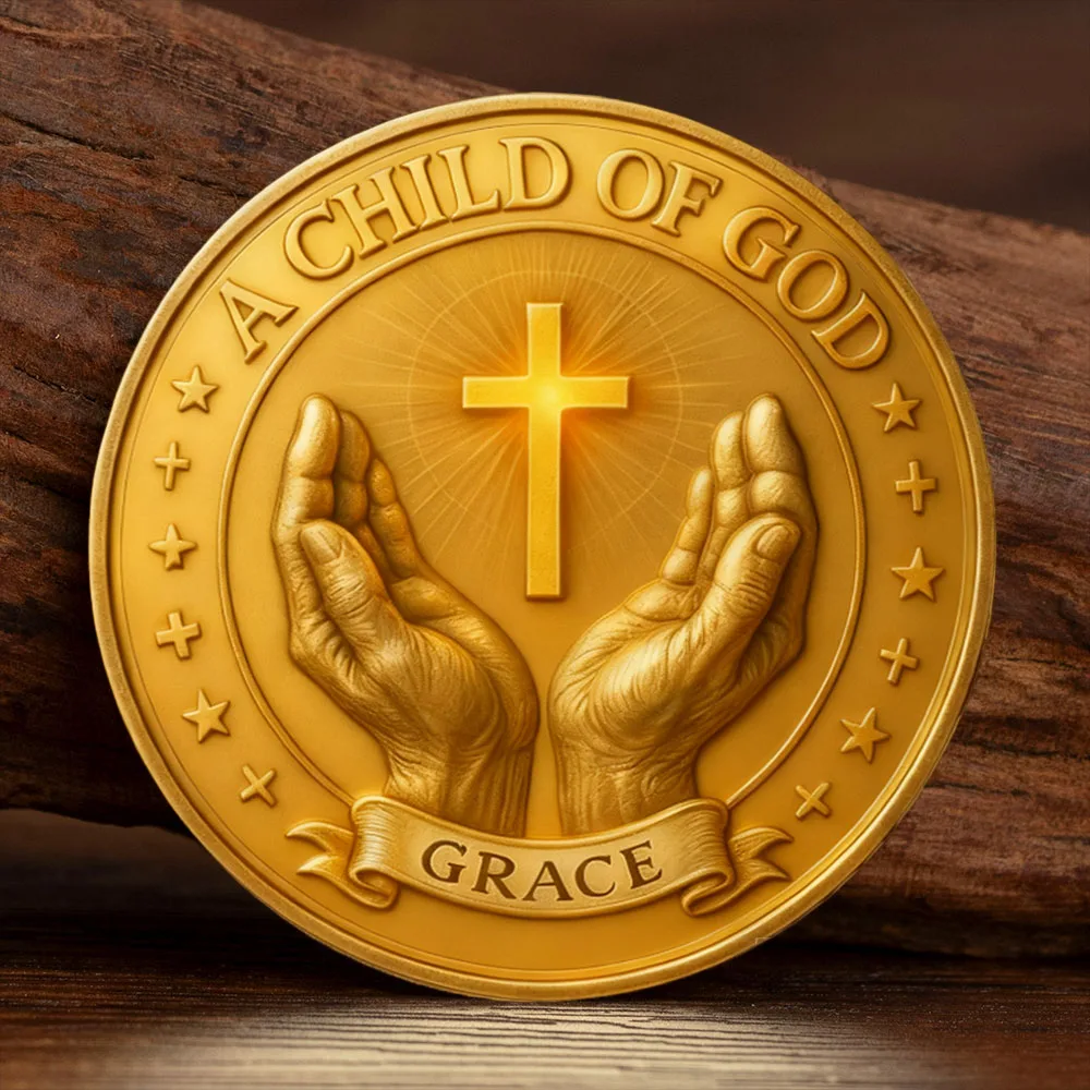 عملة تذكارية مطلية بالذهب لرجل الإيمان مجموعة محارب المسيح لتزيين المنزل