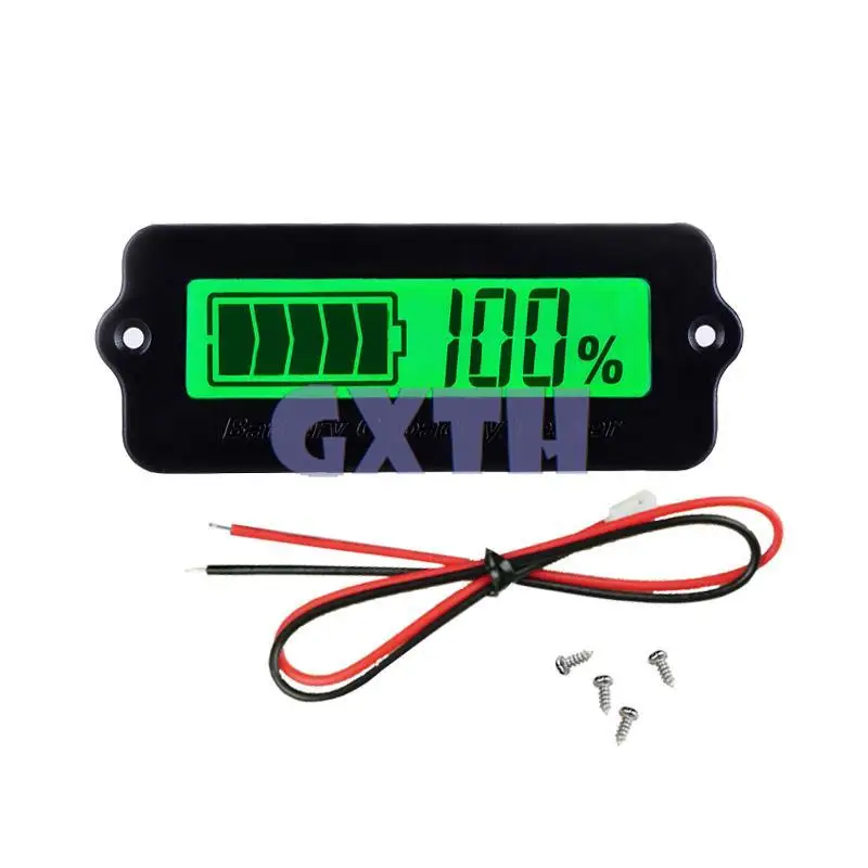 Blue Green 12V LY6W Lead Acid Battery Capacity Indicator LCD Digit Display Meter Lithium Battery Power Detector Tester Voltmeter