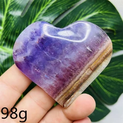 Natural Gemstone Agate Amethyst Heart Shape Hand Polished Original Mineral Home Room Decoration Gift Crystal Stone Healing
