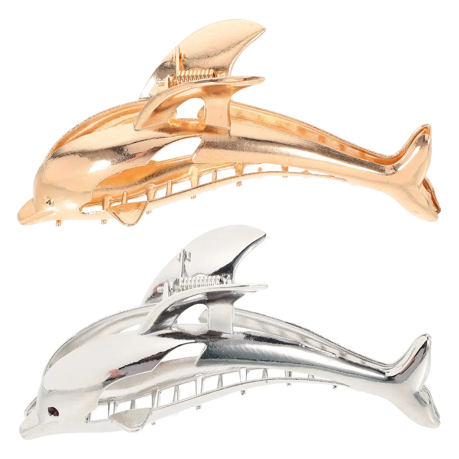 

2Pcs Dolphin Claw Clips for Women Zinc Alloy Hair Clamps Strong Grip Delicate Design Hair Styling Tool for Daily Use Ceremony