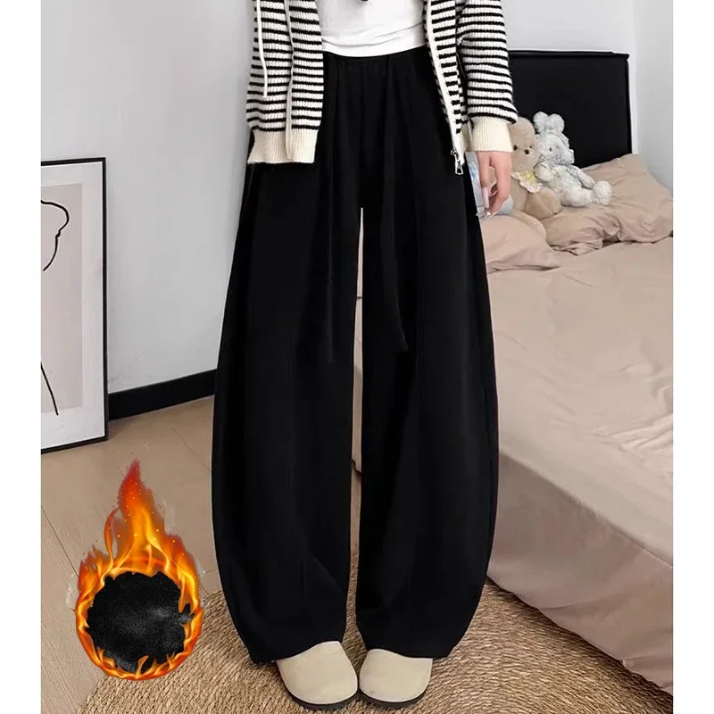 Winter-Jogginghose für Mädchen aus dünnem Fleece, modische, warme Plüsch-Freizeithose für Damen, hohe Taille, thermische Sweatpants für Mädchen – Detail 14