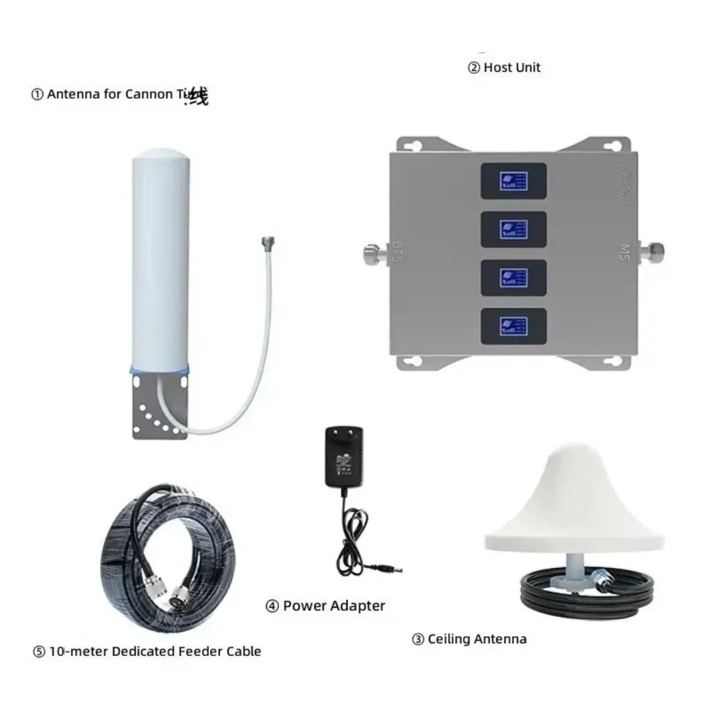Cleaned Title: Mobile Phone Signal Booster 900 1800 2100 2600 Quad Band 5G Repeater Set With Accessories For Home Office Use